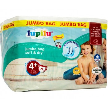 Підгузники Lupilu Soft&Dry Jumbo BAG 4+ (9-18кг) 78 шт (20112554)