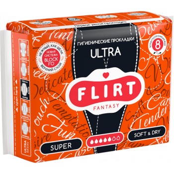Гігієнічні прокладки Fantasy Flirt Ultra Soft & Dry Super 5 крапель 8 шт (3800213300051)
