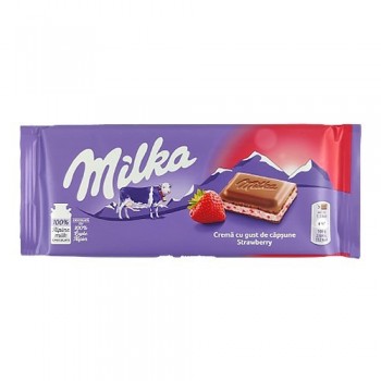 Шоколад молочный Milka Strawberry 100 г (7622210999368)