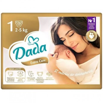 Підгузки дитячі DADA Extra Care 1 Newborn 2-5 кг 26 шт (5903933668482)