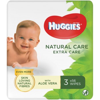 Влажные салфетки для детей Huggies Natural Care GOLD 168 шт (56 х 3 шт) 5029054222140
