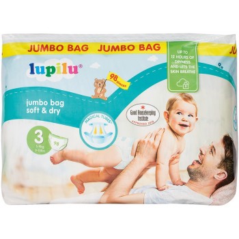Подгузники Lupilu Soft&Dry Jumbo BAG 3 (5-9 кг) 98 шт (20115418)