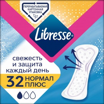 Ежедневные гигиенические прокладки Libresse Daily Fresh Normal Plus 32 шт (7322540757163)