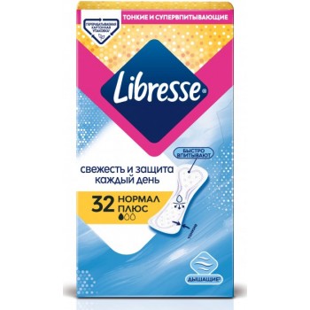 Щоденні гігієнічні прокладки Libresse Daily Fresh  Normal Plus 32 шт (7322540757163)