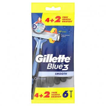 Станки для гоління Gillette Blue 3 Smooth 4 + 2 шт (7702018474851)