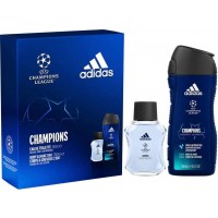 Подарунковий набір чоловічий Adidas UEFA Champions League (Туалетна вода 50 мл + Гель для душу 250 мл) (3616303454807)