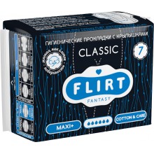 Гігієнічні прокладки Fantasy Flirt Classic Cotton & Care Maxi+ 6 крапель 7 шт (3800213310593)