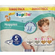 Подгузники Lupilu Soft&Dry Jumbo Pack 5+ (12-17 кг) 64 шт (4056489472407)