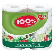 Папір туалетний Ruta 100% Paper 2 шари 4 рулони (4820023743991) 