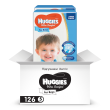 Подгузники детские Huggies Ultra Comfort 5, 12-22 кг 126 шт для мальчиков