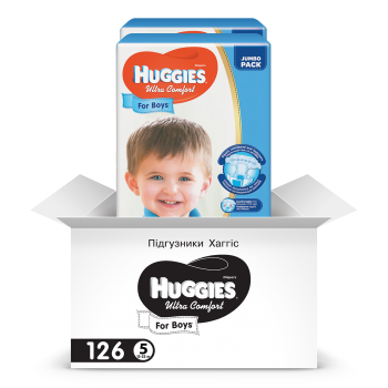 Підгузники дитячі Huggies Ultra Comfort 5,  12-22 кг 126 шт для хлопчиків