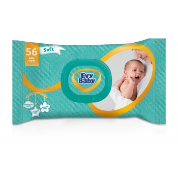 Детские влажные салфетки Evy Baby Creamy с клапаном 56 шт (8690506404543)