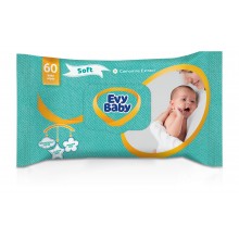 Дитячі вологі серветки Evy Baby Soft з клапаном 60 шт (8690506404536)