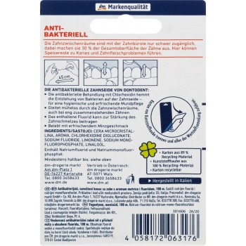 Зубна нитка Dontodent Antibakteriell 100 м (4058172063176)