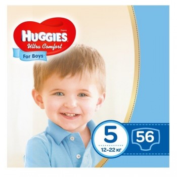 Подгузники детские Huggies Ultra Comfort 5, 12-22 кг 56 шт для мальчиков
