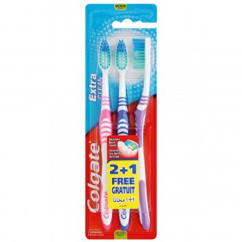 Зубная щетка Colgate Extra Clean 2 + 1 шт sredni (6001067024446)