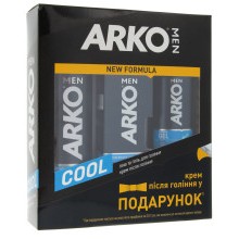 Подарочный набор Аrko мужской Сool. Пена для бритья Аrko Сool 200 мл + Гель для бритья Аrko Сool 75 мл + Крем после бритья Аrko Сool 50 мл в подарок