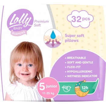 Підгузки дитячі Lolly Premium Soft 5 (11-25 кг) 32 шт (4820174981051)