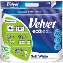 Туалетний папір Velvet Soft white 3 шари 300 відривів 4 рулони (5901478007780)