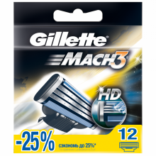 Сменные картриджи для бритья Gillette Mach 3 (12 шт) (3014260323240)