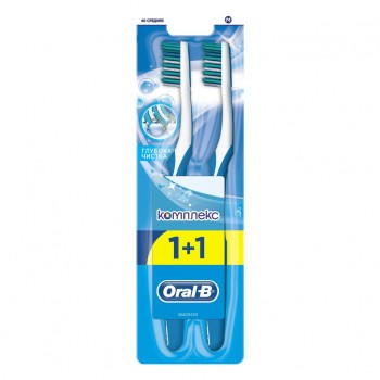 Зубна щiтка Oral-B  Комплекс Глибоке чищення середньої жорсткості 1+1 шт  (3014260022617)