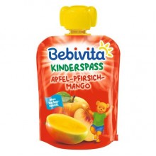 Фруктовое пюре Bebivita Яблоко-персик-манго с 12 месяцев 90 г (4018852007487) 