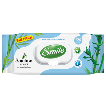 Влажные салфетки Smile Natural с экстрактом бамбука c клапаном 120 шт (4823071642650)