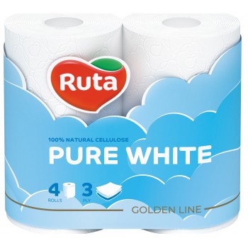 Папір туалетний Ruta Pure White 3 шари 4 рулони (4820023747531) 