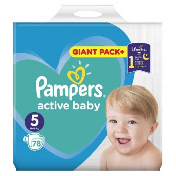 Підгузники Pampers Active Baby-Dry Розмір 5 (Junior) 11-16 кг, 78 підгузника  Mega Pack (8001090950536)
