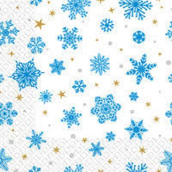 Салфетка Марго Снежинки синие 20 листов 3-слоя (33*33) (2000000002576)