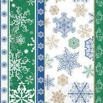 Салфетка Марго Снежинки зеленые 20 листов 3-слоя (33*33) (2000000002583)