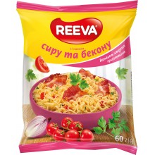 Вермишель быстрого приготовления Reeva со вкусом Сыра и Бекона 60 г (4820179256949)