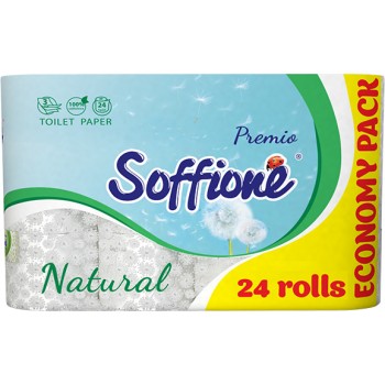 Туалетний папір Soffione Natural  3 шари 24 рулонів (4820003834282)