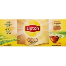 Чай Lipton Gold Черный в пакетиках 25 штук 50 г (4823084202292)
