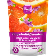 Жидкое крем-мыло Bioton Cosmetics Грейпфрут и Герань с увлажняющим молочком дой-пак 450 мл (4820026144290)