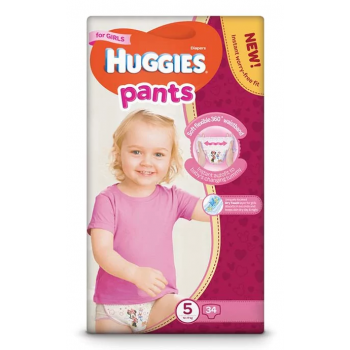 Подгузники-трусики детские Huggies Pants Box  (5) 12-17 34 шт для девочок (5029053564272)