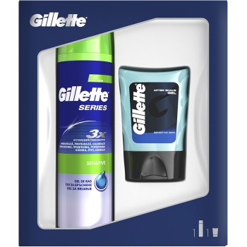Подарочный Набор Gillette Series Гель для бритья Gillette Series для чувствительной кожи 200 мл + Гель после бритья Gillette 75 мл (7702018478279)