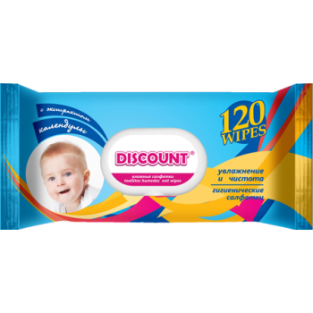 Влажные салфетки для детей Discount с ароматом календулы 120 шт с клапаном (4820180331031)