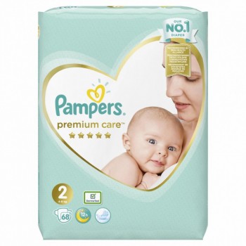 Подгузники Pampers Premium Care New Born Размер 2 (Для новорожденных) 4-8 кг, 68 подгузников (8001841104874)