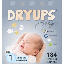 Підгузки Dryups Magic 1 (2-5 кг) 184 шт (9421013563008)