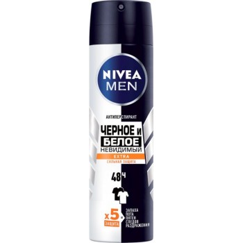 Дезодорант спрей Nivea Extra невидимий захист для чорного и білого 150 мл (4005900730534)