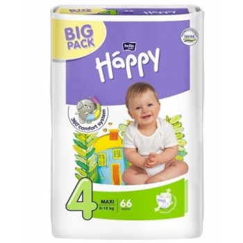 Підгузки дитячі Bella Baby Happy Green Tea 3D Maxi (4) 8-18 кг 66 шт (5900516602888)