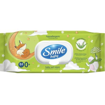 Влажные салфетки для детей Smile Baby 0+ с экстрактом Алоэ 84 шт (4823071646863)