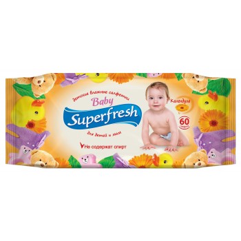 Влажные салфетки для детей Superfresh для детей и мам 60 шт (4823071606799)