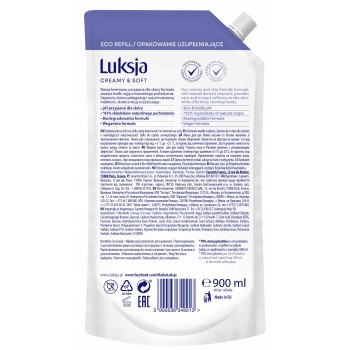 Жидкое крем-мыло Luksja Hydrating Linseed & Rice milk дой-пак 900 мл (5900536349213)
