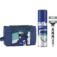 Набор мужской Gillette Mach 3 Series Classic (станок с 2 картриджами + гель для бритья 200 мл + косметичка) (8001090571021)