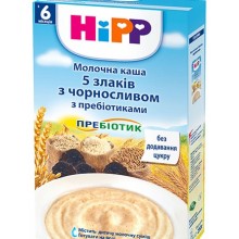 Молочная каша HiPP  5 злаков с черносливом с пребиотиками 250 г (9062300125808) 