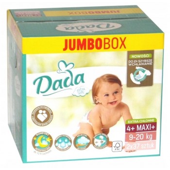 Подгузники детские DADA Extra Soft (4+) maxi+ 9-20кг Jumbo Box 74 шт (8594159081000)