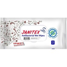 Салфетки влажные дезинфицирующие Janitex Antibacterial с клапаном 72 шт (860004431404)