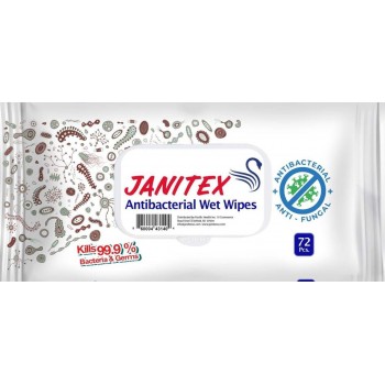 Салфетки влажные дезинфицирующие Janitex Antibacterial с клапаном 72 шт (860004431404)